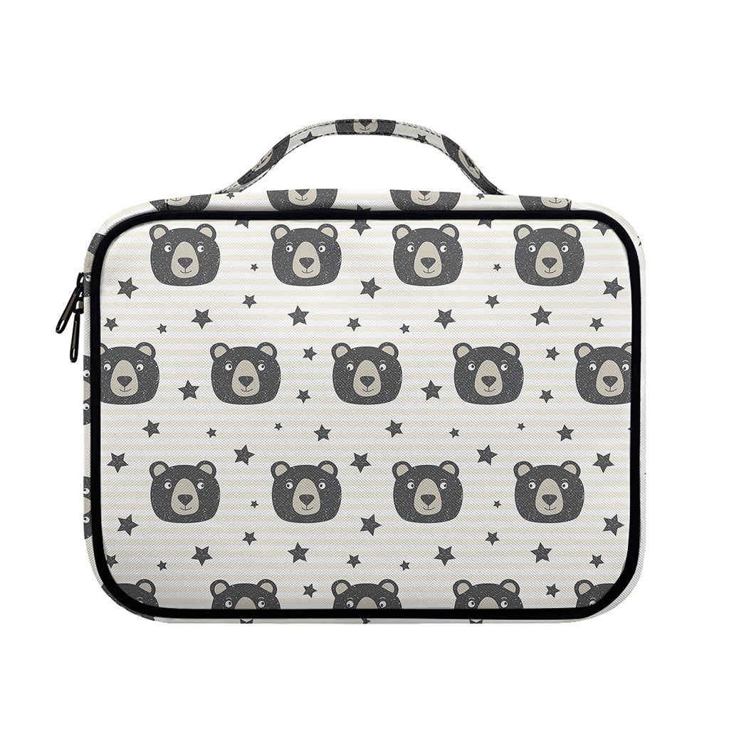 Cute Black Bear Pattern Print Briefcase Bible Bag