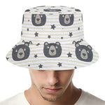 Cute Black Bear Pattern Print Bucket Hat