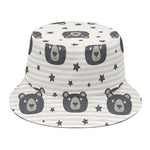 Cute Black Bear Pattern Print Bucket Hat