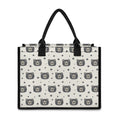 Cute Black Bear Pattern Print Canvas Tote Bag
