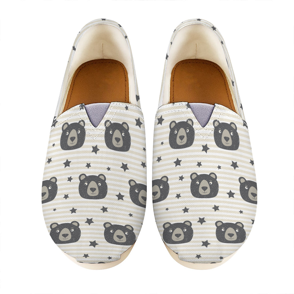 Cute Black Bear Pattern Print Casual Shoes