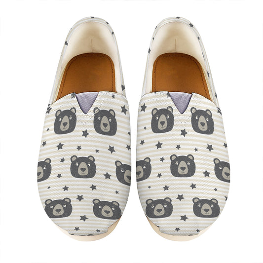 Cute Black Bear Pattern Print Casual Shoes