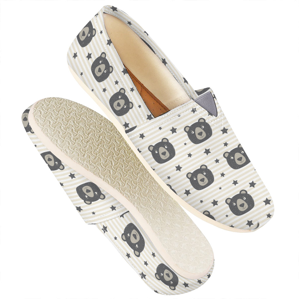 Cute Black Bear Pattern Print Casual Shoes