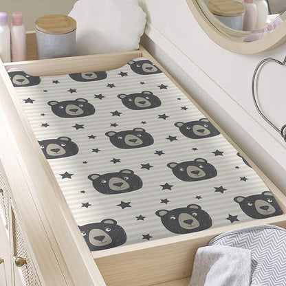 Cute Black Bear Pattern Print Changing Pad Cover