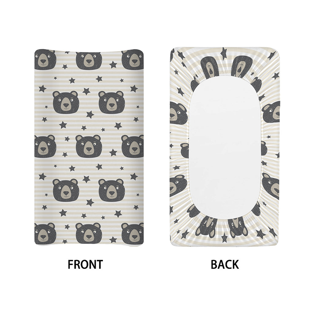 Cute Black Bear Pattern Print Changing Pad Cover