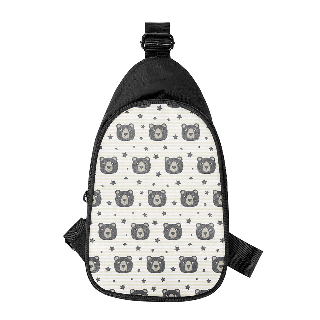 Cute Black Bear Pattern Print Chest Bag