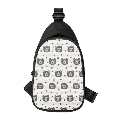 Cute Black Bear Pattern Print Chest Bag