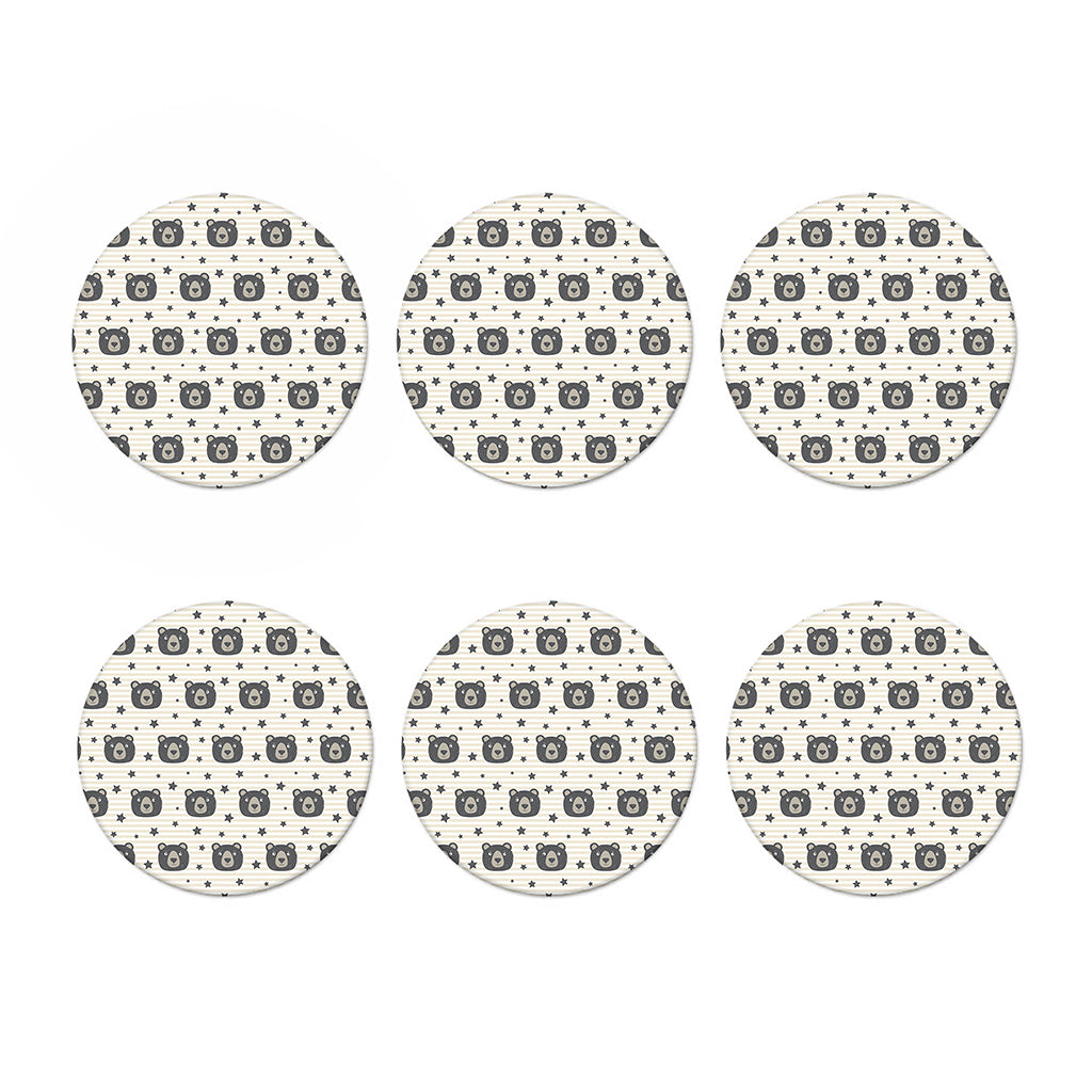 Cute Black Bear Pattern Print Coaster Set