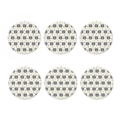 Cute Black Bear Pattern Print Coaster Set