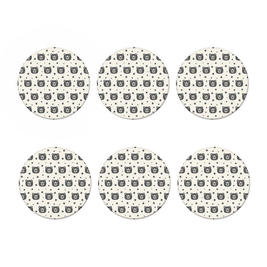 Cute Black Bear Pattern Print Coaster Set