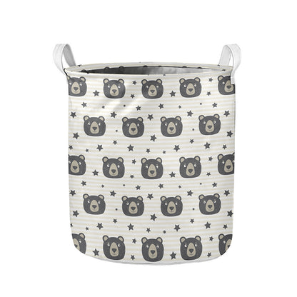 Cute Black Bear Pattern Print Collapsible Laundry Basket