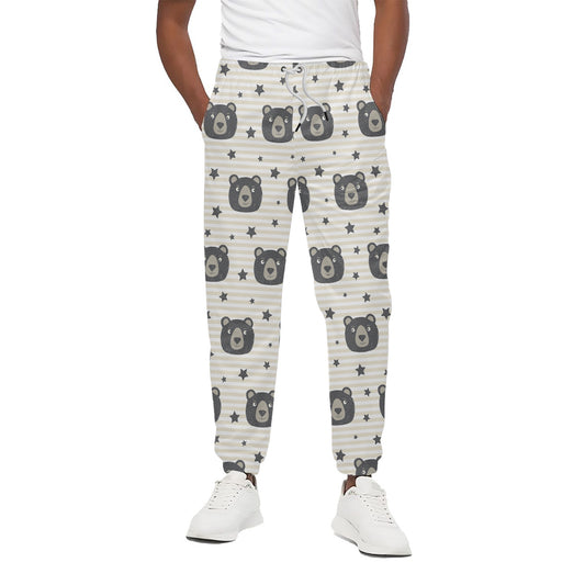 Cute Black Bear Pattern Print Cotton Pants