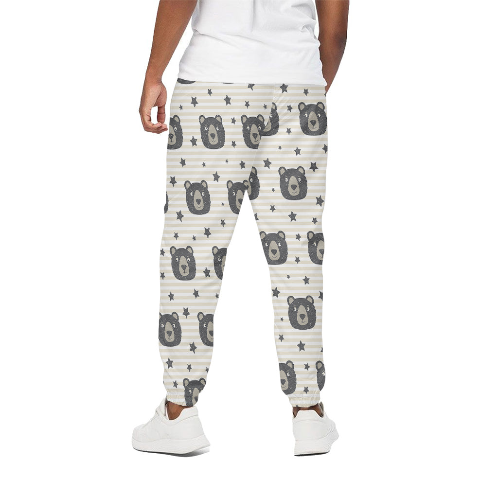 Cute Black Bear Pattern Print Cotton Pants