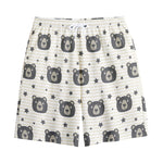 Cute Black Bear Pattern Print Cotton Shorts