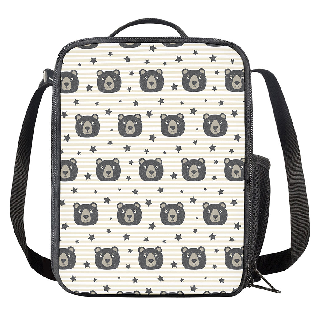 Cute Black Bear Pattern Print Crossbody Lunch Bag
