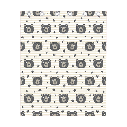 Cute Black Bear Pattern Print Curtain