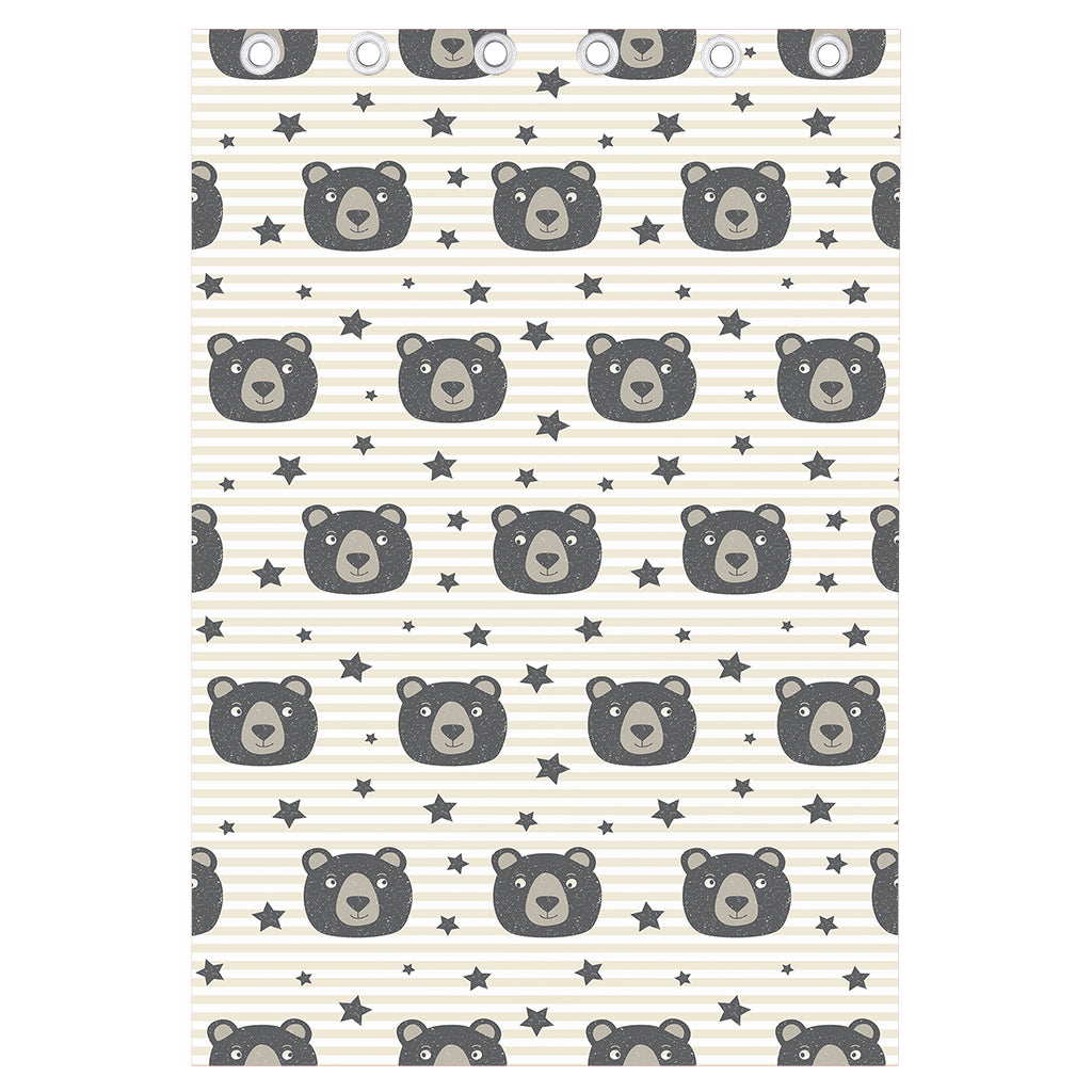 Cute Black Bear Pattern Print Curtain
