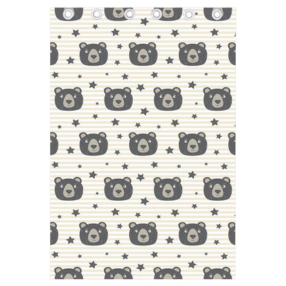Cute Black Bear Pattern Print Curtain