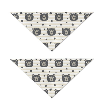 Cute Black Bear Pattern Print Dog Bandana