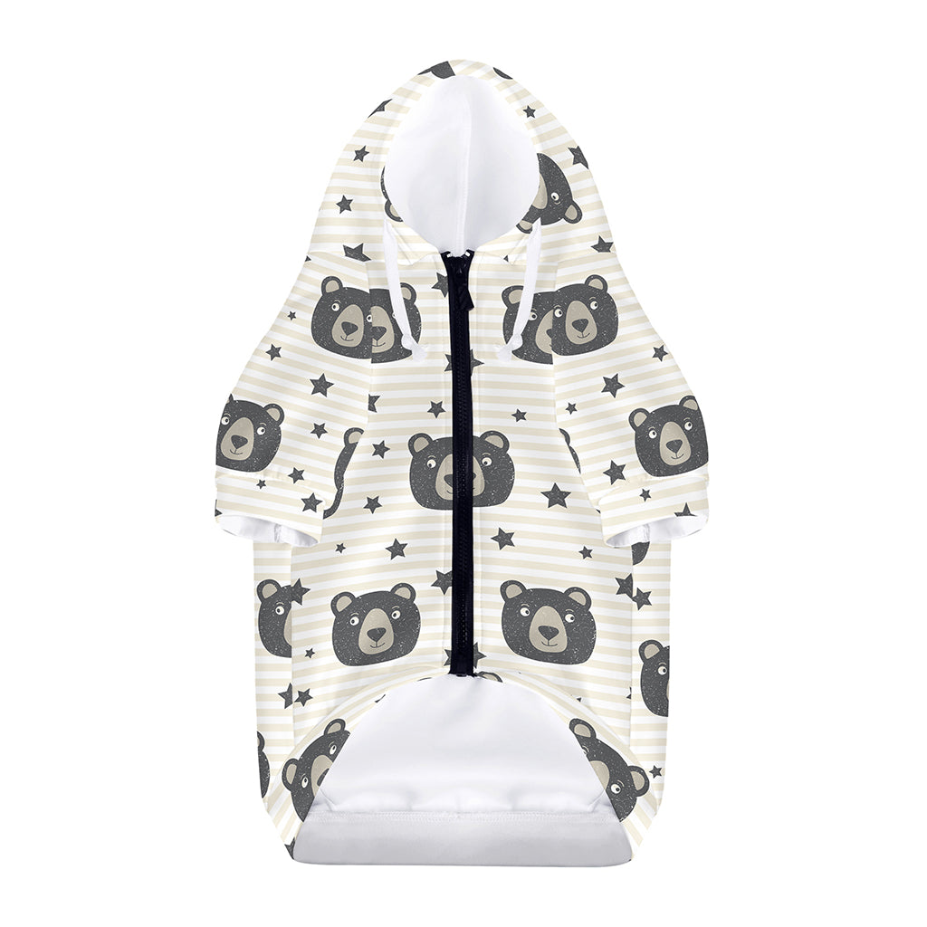 Cute Black Bear Pattern Print Dog Zip Up Hoodie