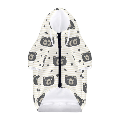 Cute Black Bear Pattern Print Dog Zip Up Hoodie