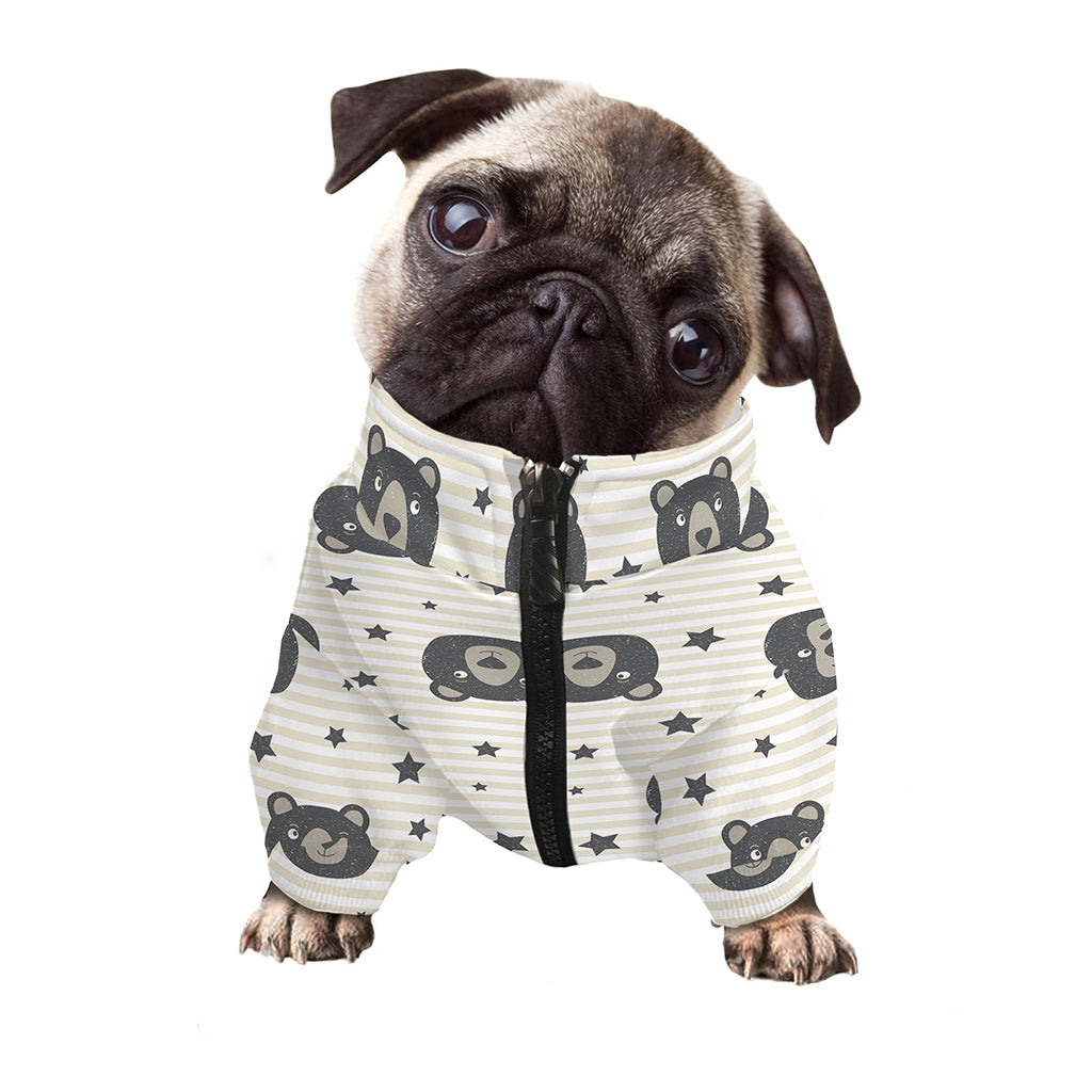 Cute Black Bear Pattern Print Dog Zip Up Jacket