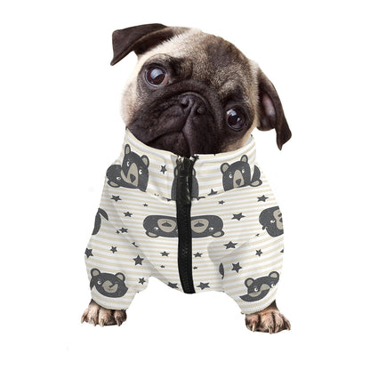 Cute Black Bear Pattern Print Dog Zip Up Jacket