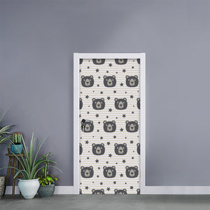 Cute Black Bear Pattern Print Door Sticker