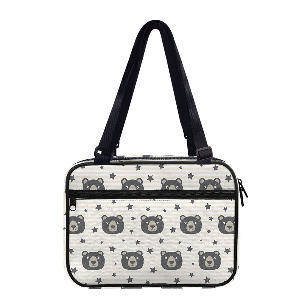 Cute Black Bear Pattern Print Double Strap Bible Bag