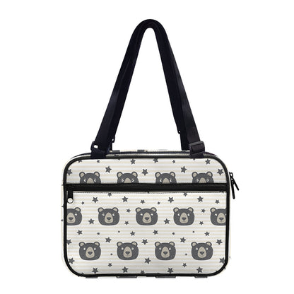 Cute Black Bear Pattern Print Double Strap Bible Bag