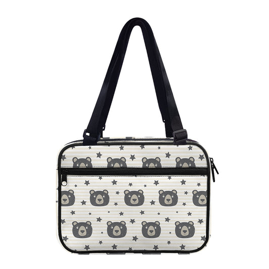 Cute Black Bear Pattern Print Double Strap Bible Bag