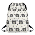 Cute Black Bear Pattern Print Drawstring Backpack