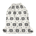 Cute Black Bear Pattern Print Drawstring Bag
