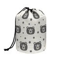 Cute Black Bear Pattern Print Drawstring Makeup Bag