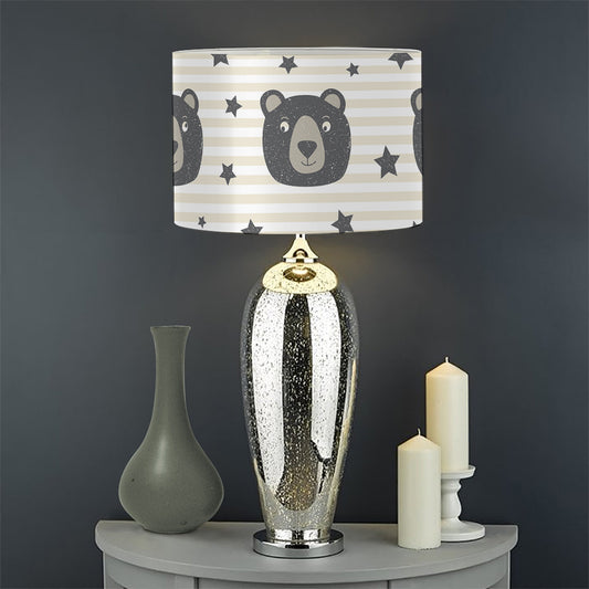 Cute Black Bear Pattern Print Drum Lamp Shade