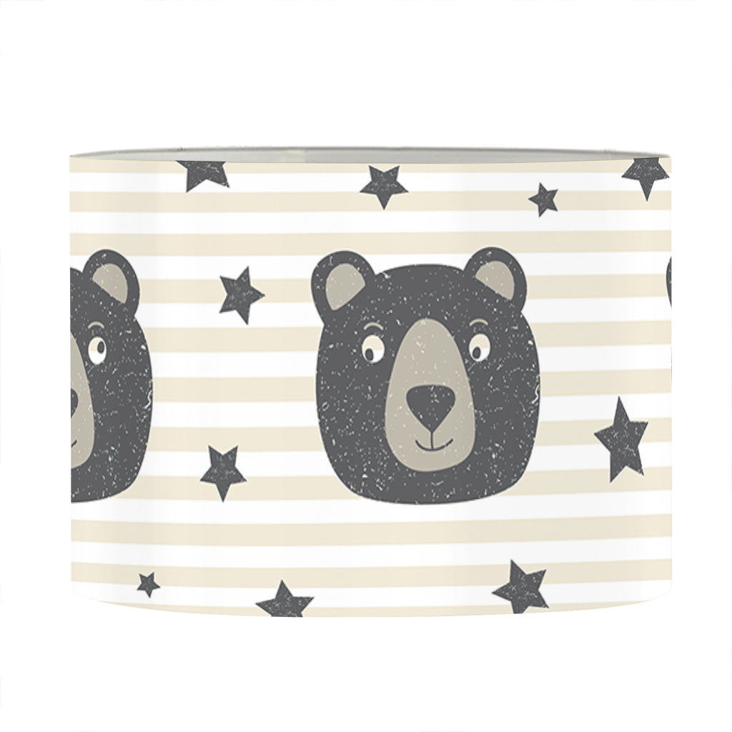 Cute Black Bear Pattern Print Drum Lamp Shade