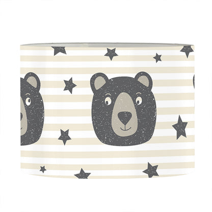 Cute Black Bear Pattern Print Drum Lamp Shade