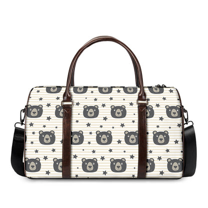 Cute Black Bear Pattern Print Duffle Bag