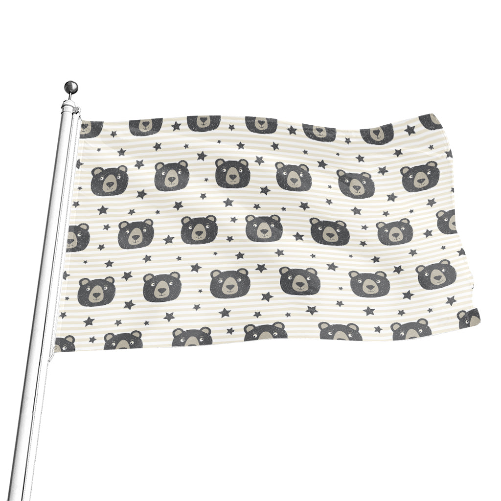 Cute Black Bear Pattern Print Flag