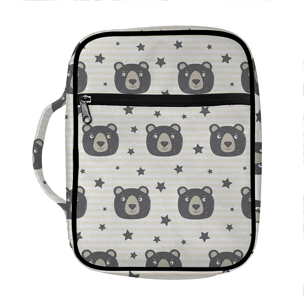 Cute Black Bear Pattern Print Front Pocket Bible Bag