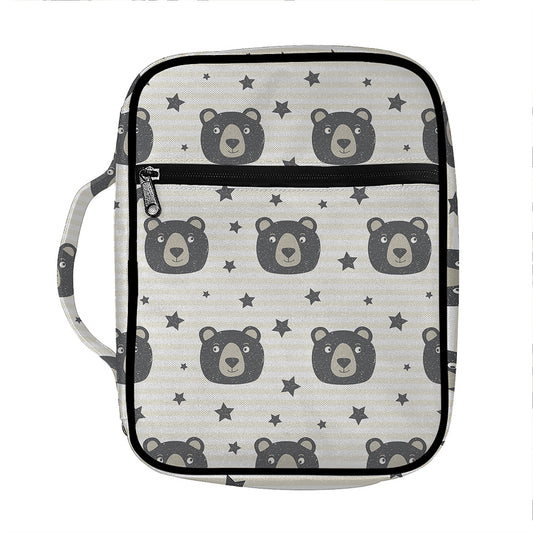 Cute Black Bear Pattern Print Front Pocket Bible Bag