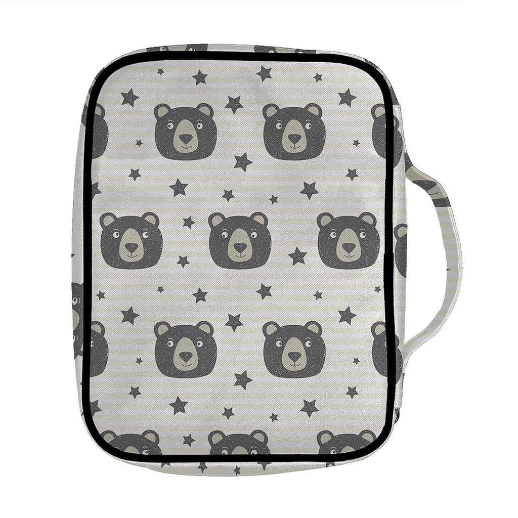 Cute Black Bear Pattern Print Front Pocket Bible Bag