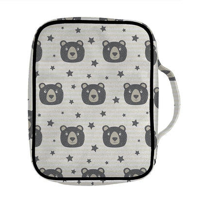 Cute Black Bear Pattern Print Front Pocket Bible Bag