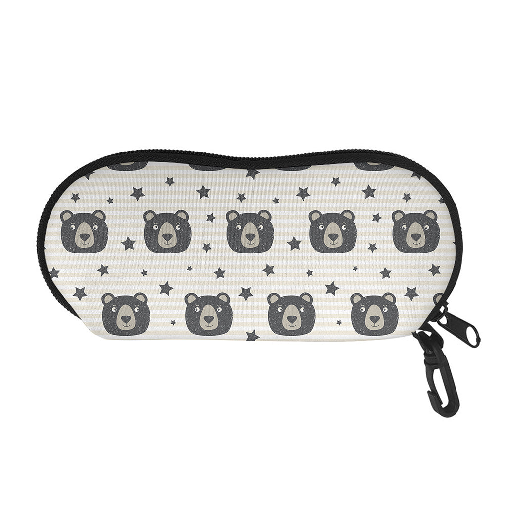 Cute Black Bear Pattern Print Glasses Case