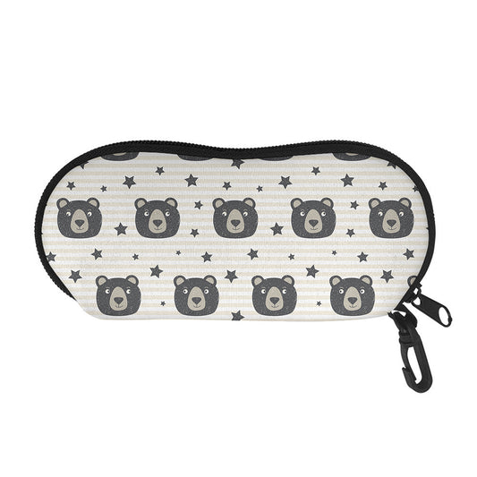 Cute Black Bear Pattern Print Glasses Case