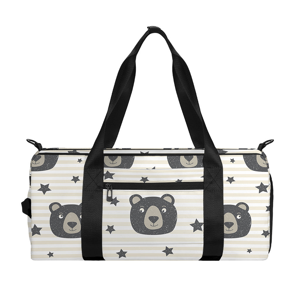 Cute Black Bear Pattern Print Gym Bag