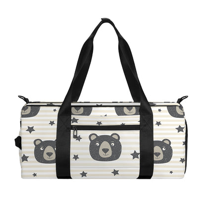 Cute Black Bear Pattern Print Gym Bag