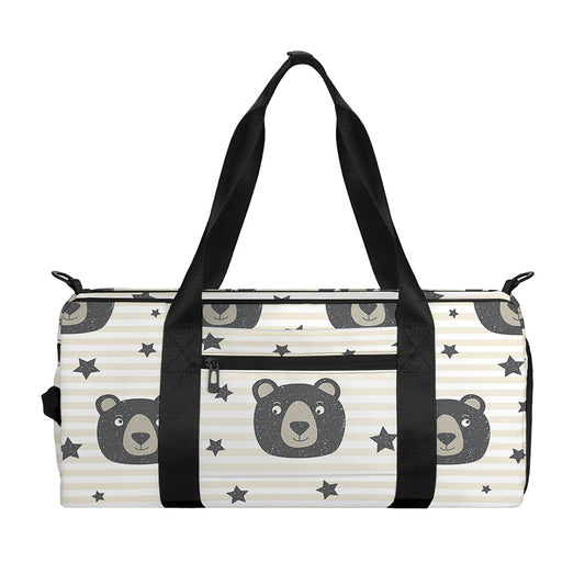 Cute Black Bear Pattern Print Gym Bag