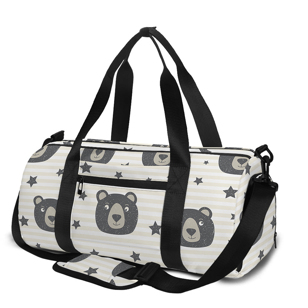 Cute Black Bear Pattern Print Gym Bag