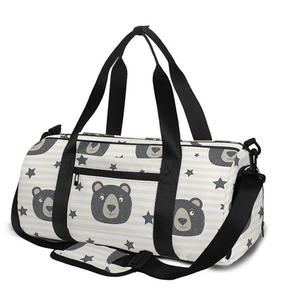 Cute Black Bear Pattern Print Gym Bag